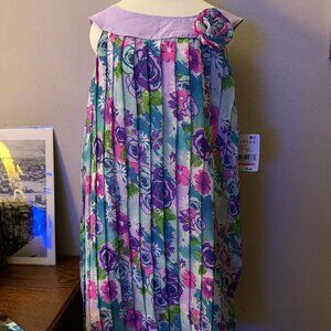Sleeveless Flowery Pleated Purple Chiffon Dress Size 3T NWT